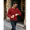 image:imageCOOFANDY Mens Waffle Henley Long Sleeve Shirts Casual Pullover TShirtDark Red