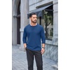 image:imageCOOFANDY Mens Waffle Henley Long Sleeve Shirts Casual Pullover TShirtDenim Blue