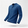 image:imageCOOFANDY Mens Waffle Henley Long Sleeve Shirts Casual Pullover TShirtDenim Blue
