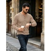 image:imageCOOFANDY Mens Waffle Henley Long Sleeve Shirts Casual Pullover TShirtKhaki