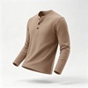 image:imageCOOFANDY Mens Waffle Henley Long Sleeve Shirts Casual Pullover TShirtKhaki