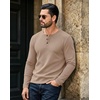 image:imageCOOFANDY Mens Waffle Henley Long Sleeve Shirts Casual Pullover TShirtKhaki