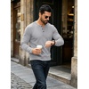 image:imageCOOFANDY Mens Waffle Henley Long Sleeve Shirts Casual Pullover TShirtLight Grey