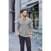 image:imageCOOFANDY Mens Waffle Henley Long Sleeve Shirts Casual Pullover TShirtLight Grey