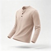 image:imageCOOFANDY Mens Waffle Henley Long Sleeve Shirts Casual Pullover TShirtLight Khaki