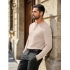 image:imageCOOFANDY Mens Waffle Henley Long Sleeve Shirts Casual Pullover TShirtLight Khaki