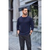 image:imageCOOFANDY Mens Waffle Henley Long Sleeve Shirts Casual Pullover TShirtNavy Blue