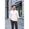 image:imageCOOFANDY Mens Waffle Henley Long Sleeve Shirts Casual Pullover TShirtWhite