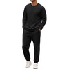 image:imageCOOFANDY 2 Piece Mens Tracksuits Set Cotton Long Sleeve Sweatsuit Pullover with Jogging Pants Casual Athletic OutfitsBlack