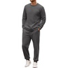 image:imageCOOFANDY 2 Piece Mens Tracksuits Set Cotton Long Sleeve Sweatsuit Pullover with Jogging Pants Casual Athletic OutfitsDark Gray