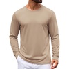 image:imageCOOFANDY Mens Long Sleeve Tee Shirts Crew Neck Cotton TShirt Casual ShirtsKhaki