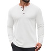 image:imageCOOFANDY Mens Waffle Henley Long Sleeve Shirts Casual Pullover TShirtWhite
