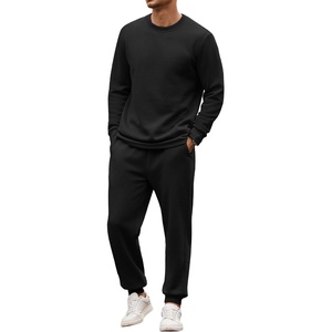 image:imageCOOFANDY 2 Piece Mens Tracksuits Set Cotton Long Sleeve Sweatsuit Pullover with Jogging Pants Casual Athletic OutfitsBlack