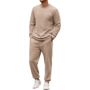 image:imageCOOFANDY 2 Piece Mens Tracksuits Set Cotton Long Sleeve Sweatsuit Pullover with Jogging Pants Casual Athletic OutfitsKhaki