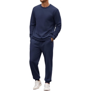 image:imageCOOFANDY 2 Piece Mens Tracksuits Set Cotton Long Sleeve Sweatsuit Pullover with Jogging Pants Casual Athletic OutfitsMidnight Blue