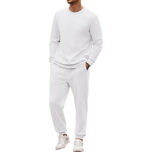 image:imageCOOFANDY 2 Piece Mens Tracksuits Set Cotton Long Sleeve Sweatsuit Pullover with Jogging Pants Casual Athletic OutfitsWhite