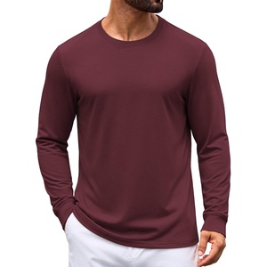 image:imageCOOFANDY Mens Long Sleeve Tee Shirts Crew Neck Cotton TShirt Casual ShirtsWine Red