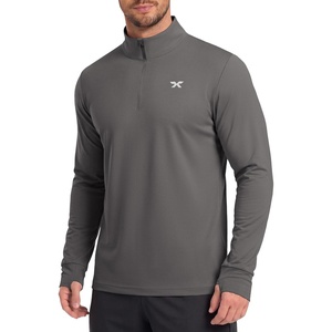 image:imageCOOFANDY Mens Quarter Zip Pullover Athletic Running Long Sleeve ShirtsDark Gray