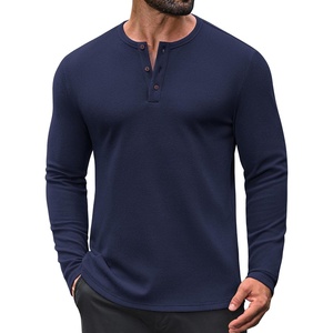 image:imageCOOFANDY Mens Waffle Henley Long Sleeve Shirts Casual Pullover TShirtNavy Blue