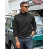 image:imageCOOFANDY Mens 14 Zip Pullover Sweatshirt Mock Neck Business Casual PolosAll Black