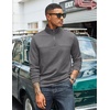 image:imageCOOFANDY Mens 14 Zip Pullover Sweatshirt Mock Neck Business Casual PolosDark Grey