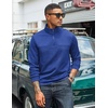 image:imageCOOFANDY Mens 14 Zip Pullover Sweatshirt Mock Neck Business Casual PolosDenim Blue