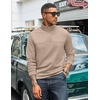 image:imageCOOFANDY Mens 14 Zip Pullover Sweatshirt Mock Neck Business Casual PolosKhaki