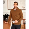 image:imageCOOFANDY Mens 14 Zip Pullover Sweatshirt Mock Neck Business Casual PolosLight Brown