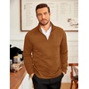 image:imageCOOFANDY Mens 14 Zip Pullover Sweatshirt Mock Neck Business Casual PolosLight Brown
