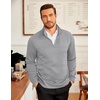 image:imageCOOFANDY Mens 14 Zip Pullover Sweatshirt Mock Neck Business Casual PolosLight Grey