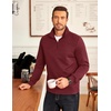 image:imageCOOFANDY Mens 14 Zip Pullover Sweatshirt Mock Neck Business Casual PolosWine Red