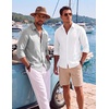 image:imageCOOFANDY Mens Button Down Shirt Long Sleeve Casual Untucked Shirts Textured Summer Beach ShirtsLight Grey