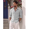 image:imageCOOFANDY Mens Button Down Shirt Long Sleeve Casual Untucked Shirts Textured Summer Beach ShirtsLight Grey