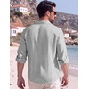image:imageCOOFANDY Mens Button Down Shirt Long Sleeve Casual Untucked Shirts Textured Summer Beach ShirtsLight Grey