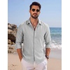 image:imageCOOFANDY Mens Button Down Shirt Long Sleeve Casual Untucked Shirts Textured Summer Beach ShirtsLight Grey