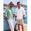 image:imageCOOFANDY Mens Button Down Shirt Long Sleeve Casual Untucked Shirts Textured Summer Beach ShirtsSage Green