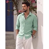 image:imageCOOFANDY Mens Button Down Shirt Long Sleeve Casual Untucked Shirts Textured Summer Beach ShirtsSage Green