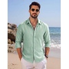 image:imageCOOFANDY Mens Button Down Shirt Long Sleeve Casual Untucked Shirts Textured Summer Beach ShirtsSage Green