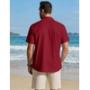 image:imageCOOFANDY Mens Button Down Shirt Short Sleeve Cotton Casual Summer Shirts Beach Vacation Linen Shirts for MenRed