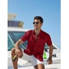 image:imageCOOFANDY Mens Button Down Shirt Short Sleeve Cotton Casual Summer Shirts Beach Vacation Linen Shirts for MenRed