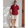 image:imageCOOFANDY Mens Button Down Shirt Short Sleeve Cotton Casual Summer Shirts Beach Vacation Linen Shirts for MenRed