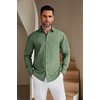 image:imageCOOFANDY Mens Casual Button Down Shirts Long Sleeve Untucked Regular Fit Denim Dress ShirtArmy Green