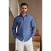 image:imageCOOFANDY Mens Casual Button Down Shirts Long Sleeve Untucked Regular Fit Denim Dress ShirtDeep Blue