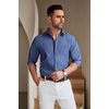 image:imageCOOFANDY Mens Casual Button Down Shirts Long Sleeve Untucked Regular Fit Denim Dress ShirtDeep Blue
