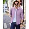 image:imageCOOFANDY Mens Casual Button Down Shirts Long Sleeve Untucked Regular Fit Denim Dress ShirtLight Purple