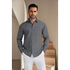 image:imageCOOFANDY Mens Casual Button Down Shirts Long Sleeve Untucked Regular Fit Denim Dress ShirtMedium Grey