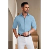 image:imageCOOFANDY Mens Casual Button Down Shirts Long Sleeve Untucked Regular Fit Denim Dress ShirtSky Blue