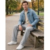 image:imageCOOFANDY Mens Corduroy Pant Straight Fit Flat Front Casual Dress SlacksLight Gray
