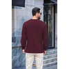 image:imageCOOFANDY Mens Crew Neck Sweatshirt Lightweight Fleece Pullover TShirtWine Red