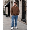 image:imageCOOFANDY Mens Crewneck Sweatshirts Fleece Pullover Thermal Casual ShirtBrown